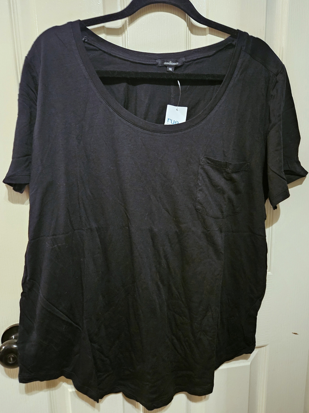 Ambiance Black Scoop Neck Pocket Tee